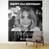 Tenture Fête d'anniversaire moderne Black Photo personnali (En situation)