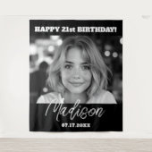 Tenture Fête d'anniversaire moderne Black Photo personnali (Devant)