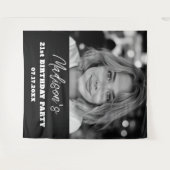 Tenture Fête d'anniversaire moderne Black Photo personnali (Devant (Horizontal))