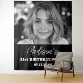 Tenture Fête d'anniversaire moderne Black Photo personnali (En situation)