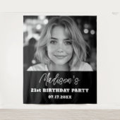 Tenture Fête d'anniversaire moderne Black Photo personnali (Devant)