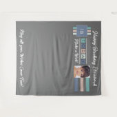 Tenture Fête d'anniversaire n'importe quel âge photo gris (Devant (Horizontal))