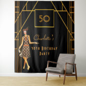 Tenture fête d'anniversaire noir or 1920's art déco rétro (En situation)