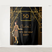 Tenture Fête d'anniversaire noir or 1920's art déco style (Devant)