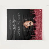 Tenture fête d'anniversaire noir rouge parties scintillant (Devant (Horizontal))