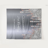 Tenture Fête d'anniversaire parties scintillant argent ros (Devant (Horizontal))