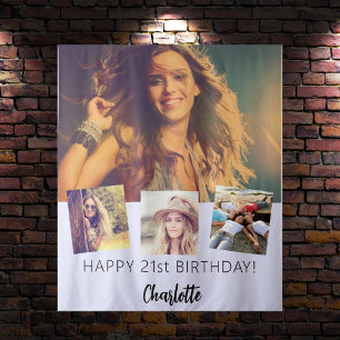 Tenture fête d'anniversaire personnalisation photo collage