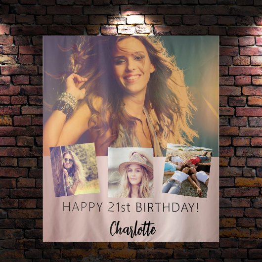 Tenture fête d'anniversaire personnalisation photo collage