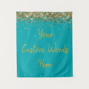 Tenture Fête d'anniversaire personnalisée bleu turquoise f