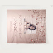 Tenture Fête d'anniversaire personnalisée photo étoiles ro (Devant (Horizontal))