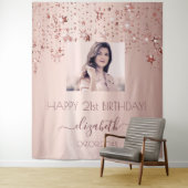 Tenture Fête d'anniversaire personnalisée photo étoiles ro (En situation)