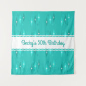 Tenture Fête d'anniversaire personnalisée rétro turquoise (Devant)
