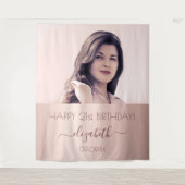 Tenture Fête d'anniversaire personnalisée rose gold rose (Devant)