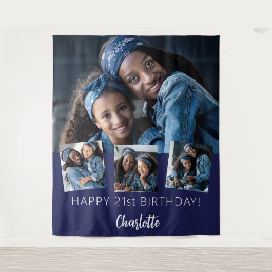 Tenture fête d'anniversaire personnalisées photo collage m (Devant)