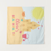 Tenture Fête d'anniversaire plage château de sable (Devant (Horizontal))