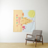 Tenture Fête d'anniversaire plage château de sable (En situation (horizontale))