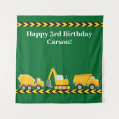 Tenture Fête d'anniversaire pour enfants avec des camions  (Devant)