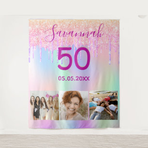 Tenture Fête d'anniversaire rose gold rose paillettes gout