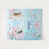 Tenture Fête d'anniversaire sirènes aquarelles fantaisiste (Devant (Horizontal))