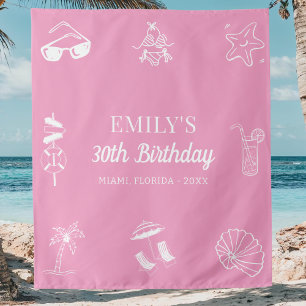 Tenture Fête d'anniversaire sur le thème de la plage perso