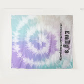 Tenture Fête d'anniversaire Tie-Dye Fond arc-en-ciel Hippi (Devant (Horizontal))