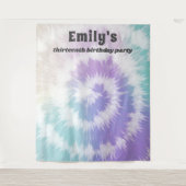 Tenture Fête d'anniversaire Tie-Dye Fond arc-en-ciel Hippi (Devant)