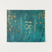 Tenture Fête d'anniversaire Turquoise et or (Devant (Horizontal))
