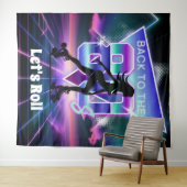 Tenture Fête d'anniversaire Vaporwave Roller Skate (En situation (horizontale))