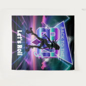 Tenture Fête d'anniversaire Vaporwave Roller Skate (Devant (Horizontal))