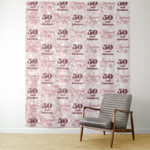Tenture Fête de 50 ans moderne élégante rose gold