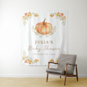 Tenture Fête de Baby Shower Bohème Citrouille Feuillage d' (En situation)