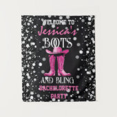 Tenture Fête de Bachelorette avec des Bottes Roses et Blin (Devant)