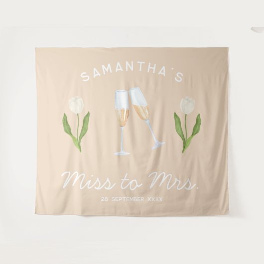 Tenture Fête de Bachelorette Champagne Miss to Mrs Tulipe (Devant (Horizontal))
