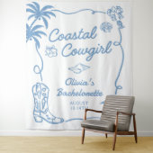 Tenture Fête de Bachelorette Cowgirl Côtière Bleue (En situation)