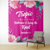 Tenture Fête de Bachelorette rose poudré tropicale (En situation)