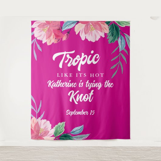 Tenture Fête de Bachelorette rose poudré tropicale (Devant)