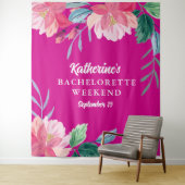 Tenture Fête de Bachelorette rose vif tropicale (En situation)