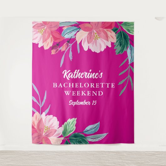 Tenture Fête de Bachelorette rose vif tropicale (Devant)