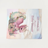 Tenture Fête de bébé du dragon rose aquarelle fantaisiste (Devant (Horizontal))