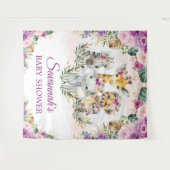 Tenture Fête de Bébé Fleurs de Jungle Tropical Animaux Sau (Devant (Horizontal))