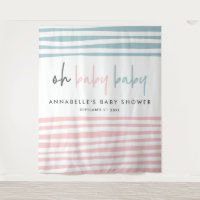 Fête de bébé jumeaux typographie moderne rose bleu