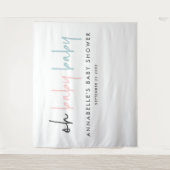 Tenture Fête de bébé jumeaux typographie moderne rose bleu (Devant)