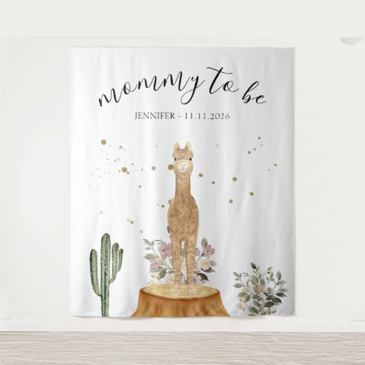 Tenture Fête de Bébé Lama Maman à Venir (Devant)
