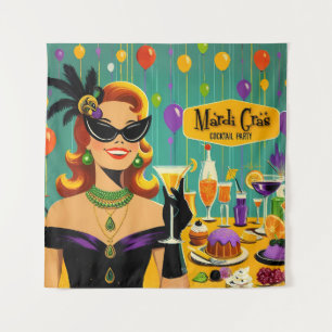 Tenture Fête de cocktail rétro des années 50 Mardi Gras