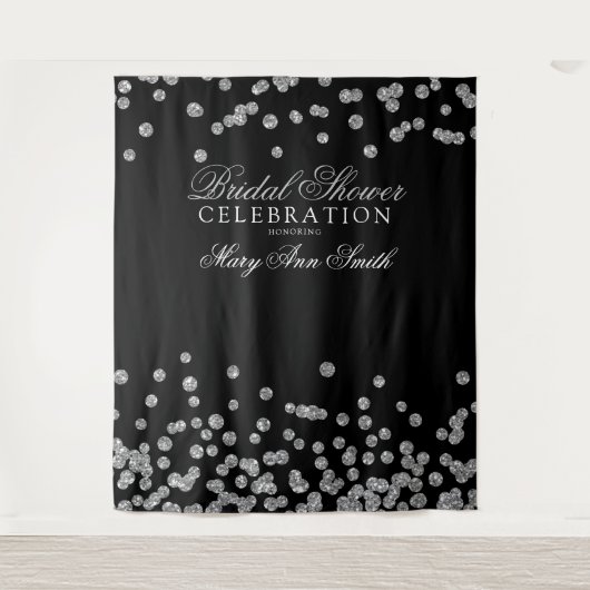 Tenture Fête de douche de mariée Confetti argenté (Devant)