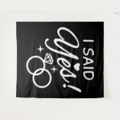 Tenture Fête de fiançailles Black and White I Said Yes (Devant (Horizontal))