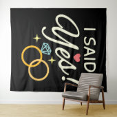 Tenture Fête de fiançailles Black I Said Yes (En situation (horizontale))