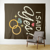 Tenture Fête de fiançailles J'ai dit oui Brun foncé (En situation (horizontale))