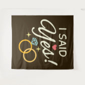 Tenture Fête de fiançailles J'ai dit oui Brun foncé (Devant (Horizontal))