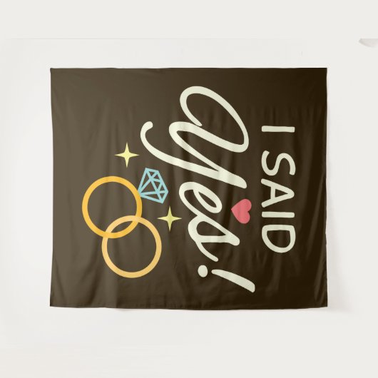 Tenture Fête de fiançailles J'ai dit oui Brun foncé (Devant (Horizontal))